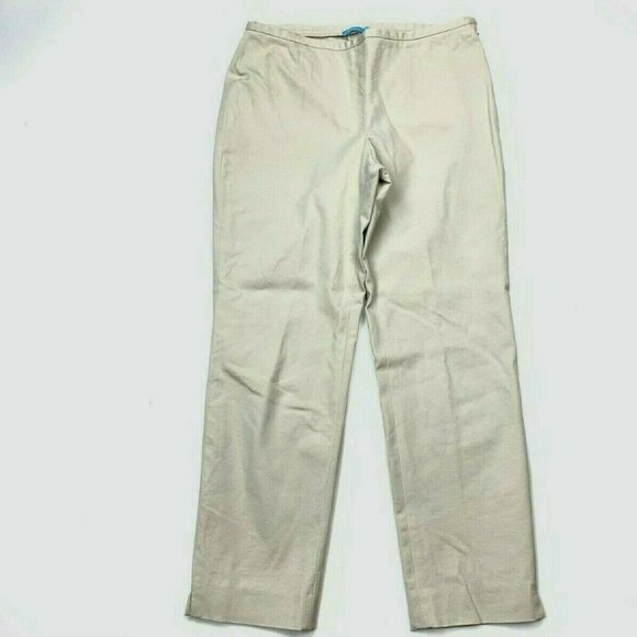 J McLaughlin Cropped Pants Solid Beige Zip Closure - Picture 2 of 8